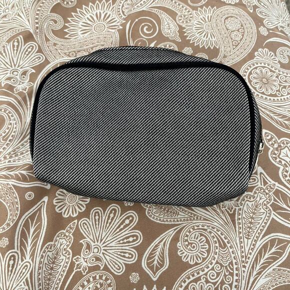 Small Cosmetic Bag Grey and Black Toiletry Bag/Makeup Bag/Travel Zippered - Picture 5 of 5